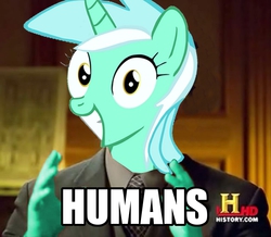Size: 640x558 | Tagged: safe, lyra heartstrings, pony, g4, ancient aliens, female, giorgio a. tsoukalos, male, meme, ponified, solo