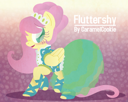 Size: 750x600 | Tagged: safe, artist:caramelcookie, fluttershy, g4, clothes, dress, female, solo