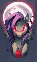 Size: 400x661 | Tagged: safe, artist:keekoi, fluttershy, bat, g4, female, flutterbat, moon, solo