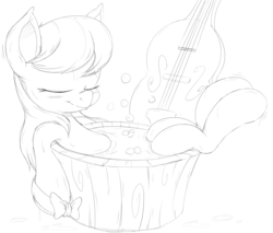 Size: 3104x2644 | Tagged: safe, artist:purple-yoshi-draws, octavia melody, g4, bath, bubble, cello, eyes closed, female, high res, monochrome, musical instrument, relaxing, solo
