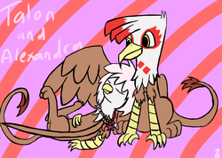 Size: 840x599 | Tagged: safe, oc, oc only, griffon, couple