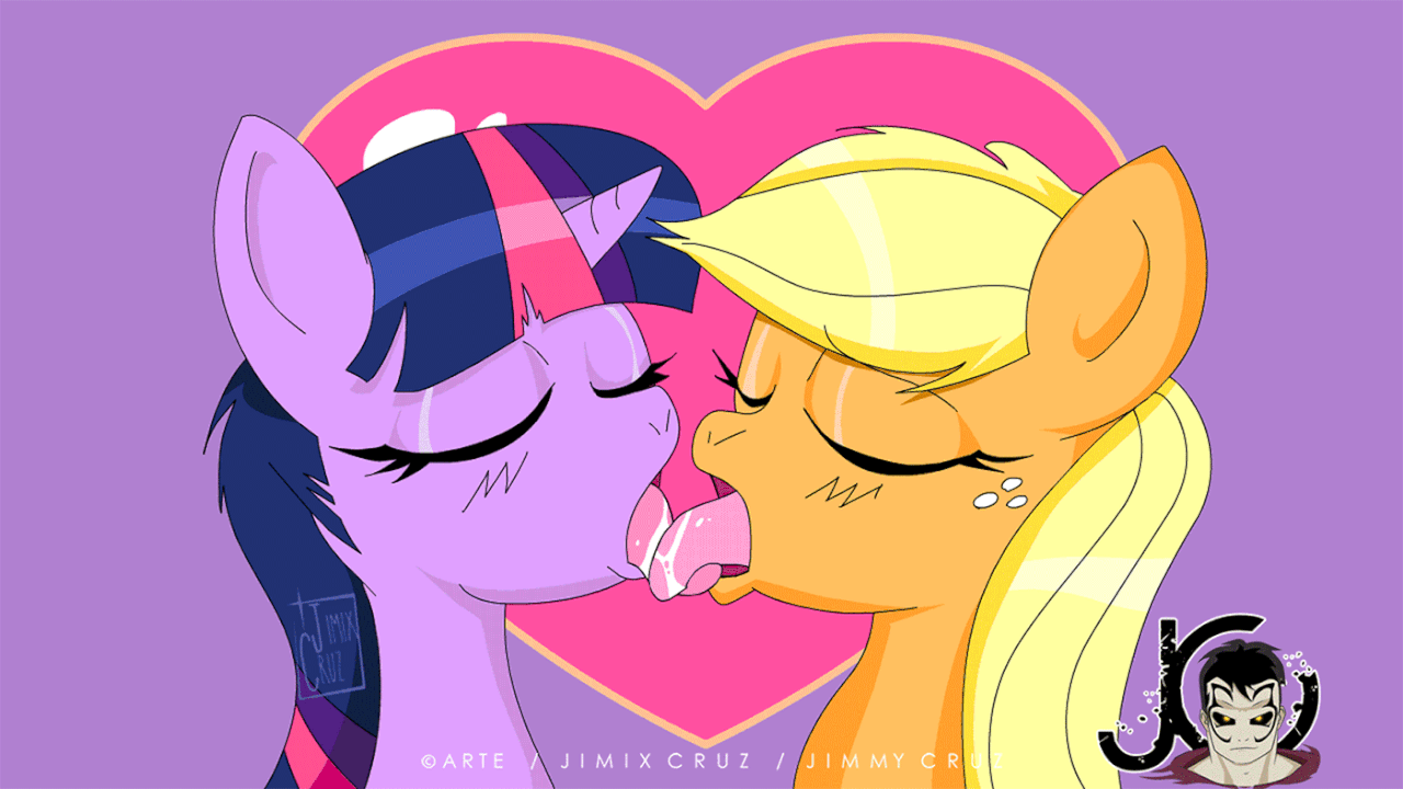 Lesbian Spit Kiss Hentai Gif - 794733 - suggestive, artist:artjimx, applejack, twilight sparkle, earth  pony, pony, unicorn, animated, blushing, drool, drool string, eyes closed,  female, freckles, french kiss, heart, kissing, lesbian, making out, mare,  open mouth, shipping, sloppy