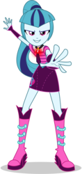 Size: 6000x12750 | Tagged: safe, artist:caliazian, sonata dusk, equestria girls, g4, my little pony equestria girls: rainbow rocks, .ai available, absurd resolution, amulet, boots, clothes, evil, female, fingerless gloves, gloves, high heel boots, jewelry, looking at you, necklace, necktie, pendant, pose, simple background, skirt, solo, transparent background, vector, welcome to the show