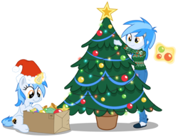 Size: 7765x6000 | Tagged: safe, artist:discorded, artist:masem, artist:pirill, derpy hooves, oc, oc:penny curve, equestria girls, g4, absurd resolution, christmas, collaboration, duo, female, self ponidox, simple background, transparent background, vector