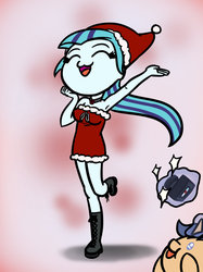 Size: 800x1067 | Tagged: safe, artist:flutterluv, sonata dusk, equestria girls, g4, camera, christmas, clothes, santa costume