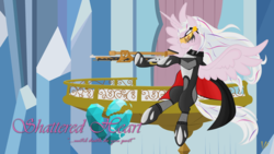 Size: 3840x2160 | Tagged: safe, artist:virenth, princess cadance, g4, balcony, cape, clothes, female, flying, gun, high res, solo, sunglasses