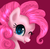 Size: 400x389 | Tagged: safe, artist:sugarcup, pinkie pie, earth pony, pony, g4, bust, cute, diapinkes, female, head only, looking at you, mare, open mouth, portrait, red background, simple background, wink