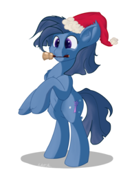 Size: 2285x2933 | Tagged: safe, artist:mattatatta, oc, oc only, oc:pippywish, pony, bell, belly button, bipedal, cute, hat, high res, santa hat, simple background, transparent, transparent background