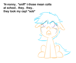 Size: 2659x2195 | Tagged: safe, artist:chef j, oc, oc only, oc:little league, 4chan, crying, female, filly, high res, solo