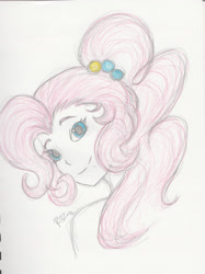 Size: 1681x2252 | Tagged: safe, artist:radioactivedeadend, pinkie pie, human, g4, female, humanized, sketch, solo, traditional art