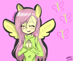 Size: 612x512 | Tagged: safe, artist:girlbronyandwhoivan, fluttershy, anthro, g4, ambiguous facial structure, clothes, female, solo, sweater, sweatershy