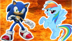 Size: 1920x1080 | Tagged: safe, artist:sonic-dash-dx, rainbow dash, g4, copy and paste, crossover, explosion, fire, male, sonic the hedgehog, sonic the hedgehog (series)