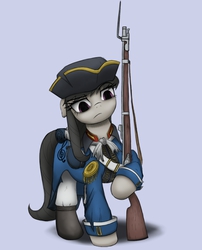 Size: 1050x1300 | Tagged: safe, artist:anearbyanimal, octavia melody, g4, clothes, female, hat, militia, minuteman, musket, solo, tricorne, uniform