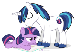 Size: 840x600 | Tagged: safe, artist:dm29, shining armor, twilight sparkle, g4, cowlick, cute, duo, filly, filly twilight sparkle, grooming, horses doing horse things, licking, lying down, not creepy, prone, siblings, simple background, teenager, transparent background, twily, unamused, younger