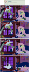 Size: 1252x3072 | Tagged: safe, artist:grievousfan, discord, fluttershy, g4, bed, bedroom, christmas, comic, hat, late, messy mane, present, santa hat, sleepy, tired