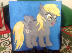 Size: 2408x1772 | Tagged: safe, artist:watermelonrat, artist:watermelonrat's sister, derpy hooves, pegasus, pony, g4, canvas, female, mare, photo, solo, traditional art
