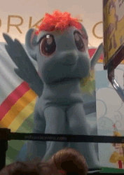 Size: 583x825 | Tagged: safe, rainbow dash, g4, my little pony live, animated, female, irl, live action, photo, stomping