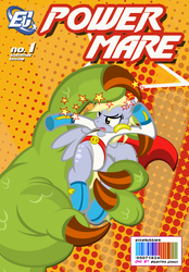 Size: 1050x1512 | Tagged: safe, artist:pixelkitties, derpy hooves, pegasus, pony, g4, clothes, costume, crossover, female, mare, power girl, superhero