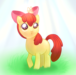 Size: 1300x1280 | Tagged: safe, artist:angeliccarrot, apple bloom, butterfly, earth pony, pony, g4, adorabloom, cute, female, filly, foal, heart, heart eyes, solo, wingding eyes