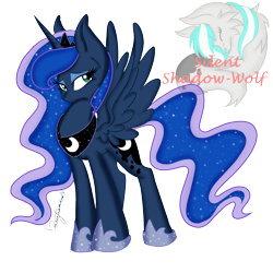 Size: 2000x2000 | Tagged: safe, artist:pvrii, princess luna, g4, female, high res, simple background, solo, spread wings, transparent background