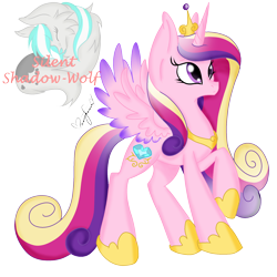 Size: 2000x2000 | Tagged: safe, artist:pvrii, princess cadance, g4, female, high res, raised hoof, simple background, solo, spread wings, transparent background