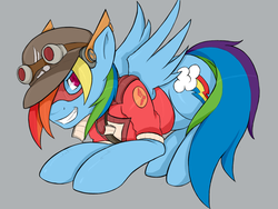 Size: 1400x1050 | Tagged: safe, artist:pi9o, rainbow dash, g4, backwards cutie mark, clothes, female, goggles, hat, jacket, scout (tf2), solo, team fortress 2