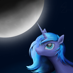 Size: 1400x1400 | Tagged: safe, artist:the-anzhou, princess luna, g4, female, moon, s1 luna, solo