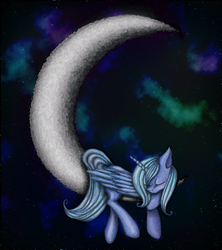 Size: 1257x1418 | Tagged: safe, artist:spear-he-art, princess luna, g4, female, moon, prone, s1 luna, sleeping, solo, tangible heavenly object