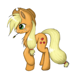 Size: 825x859 | Tagged: safe, artist:spear-he-art, applejack, g4, female, raised hoof, simple background, solo, straw, transparent background