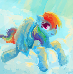Size: 952x961 | Tagged: safe, artist:swallowchaser, rainbow dash, g4, cloud, cloudy, female, solo