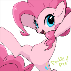 Size: 300x300 | Tagged: safe, artist:nora1211, pinkie pie, pony, g4, bipedal, cute, diapinkes, female, open mouth, pixel art, pixiv, solo