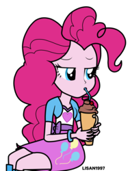 Size: 3800x5000 | Tagged: safe, artist:lisan1997, pinkie pie, equestria girls, g4, drinking, female, milkshake, simple background, solo, transparent background, vector