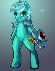 Size: 1024x1325 | Tagged: safe, artist:checkerboardazn, lyra heartstrings, pony, g4, artificial hands, bipedal, female, solo