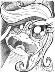 Size: 2535x3283 | Tagged: dead source, safe, artist:uminanimu, princess luna, pony, g4, crying, female, high res, monochrome, solo, traditional art