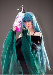 Size: 1131x1600 | Tagged: safe, princess cadance, queen chrysalis, human, g4, cosplay, irl, irl human, mask, photo
