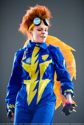 Size: 1067x1600 | Tagged: safe, artist:dixidana, spitfire, human, g4, clothes, cosplay, irl, irl human, photo, uniform, wonderbolts uniform