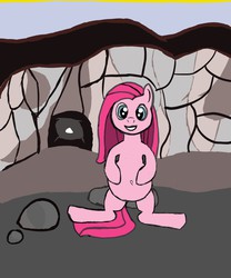 Size: 1000x1200 | Tagged: safe, igneous rock pie, pinkie pie, pony, g4, female, grin, incest, pinkamena diane pie, preggy pie, pregnant, rock farm, sitting, smiling, solo