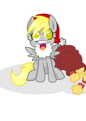 Size: 1240x1754 | Tagged: safe, artist:derpsonhooves, derpy hooves, pegasus, pony, g4, beard, female, hat, mare, muffin, santa claus, santa hat, solo