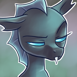 Size: 500x500 | Tagged: safe, artist:pixel-prism, changeling, bust, not sure if want, raised eyebrow, solo, unamused