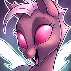 Size: 500x500 | Tagged: safe, artist:pixel-prism, oc, oc only, changeling, bust, pink changeling, solo