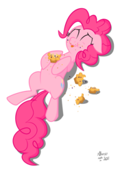 Size: 6000x8700 | Tagged: safe, artist:twiddlechimp, pinkie pie, g4, absurd resolution, eating, eyes closed, female, muffin, solo