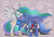 Size: 987x674 | Tagged: safe, artist:pony-spiz, princess celestia, princess luna, g4, clothes, s1 luna, scarf