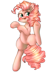 Size: 648x867 | Tagged: safe, artist:misocha, pinkie pie, earth pony, pony, g4, blushing, cute, diapinkes, featureless crotch, female, open mouth, pixiv, solo