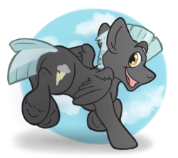 Size: 754x671 | Tagged: safe, artist:puppydoctor, thunderlane, pegasus, pony, g4, backwards cutie mark, cute, looking at you, looking back, male, simple background, smiling, solo, stallion, thunderbetes, transparent background, underhoof