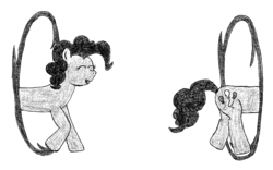 Size: 1668x1040 | Tagged: safe, artist:epicalaxy master, pinkie pie, g4, black and white, drawing, grayscale, monochrome, now you're thinking with portals, portal, pun