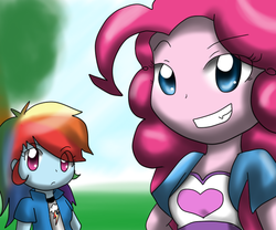 Size: 600x500 | Tagged: safe, artist:skywarriorskirby, pinkie pie, rainbow dash, equestria girls, g4