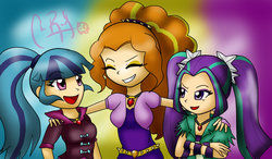 Size: 700x410 | Tagged: safe, artist:skywarriorskirby, adagio dazzle, aria blaze, sonata dusk, equestria girls, g4, my little pony equestria girls: rainbow rocks, humanized, the dazzlings