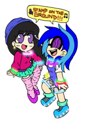 Size: 1492x2104 | Tagged: safe, artist:foxgirlkira, dj pon-3, octavia melody, vinyl scratch, human, g4, humanized, stomp on the ground