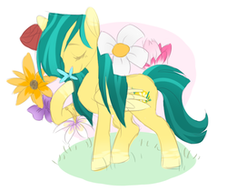 Size: 803x675 | Tagged: safe, artist:sweaterponies, oc, oc only, pegasus, pony, flower, solo