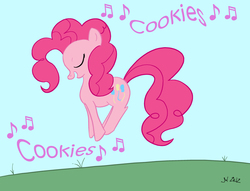 Size: 3176x2425 | Tagged: safe, artist:madisonhrw, pinkie pie, g4, bouncing, cookie, cute, high res